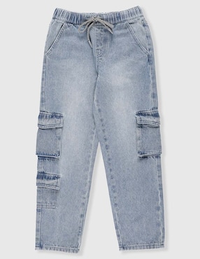 Jeans cargo amplio That's It lavado claro para niño