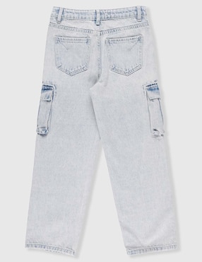 Jeans cargo amplio That's It lavado claro para niño