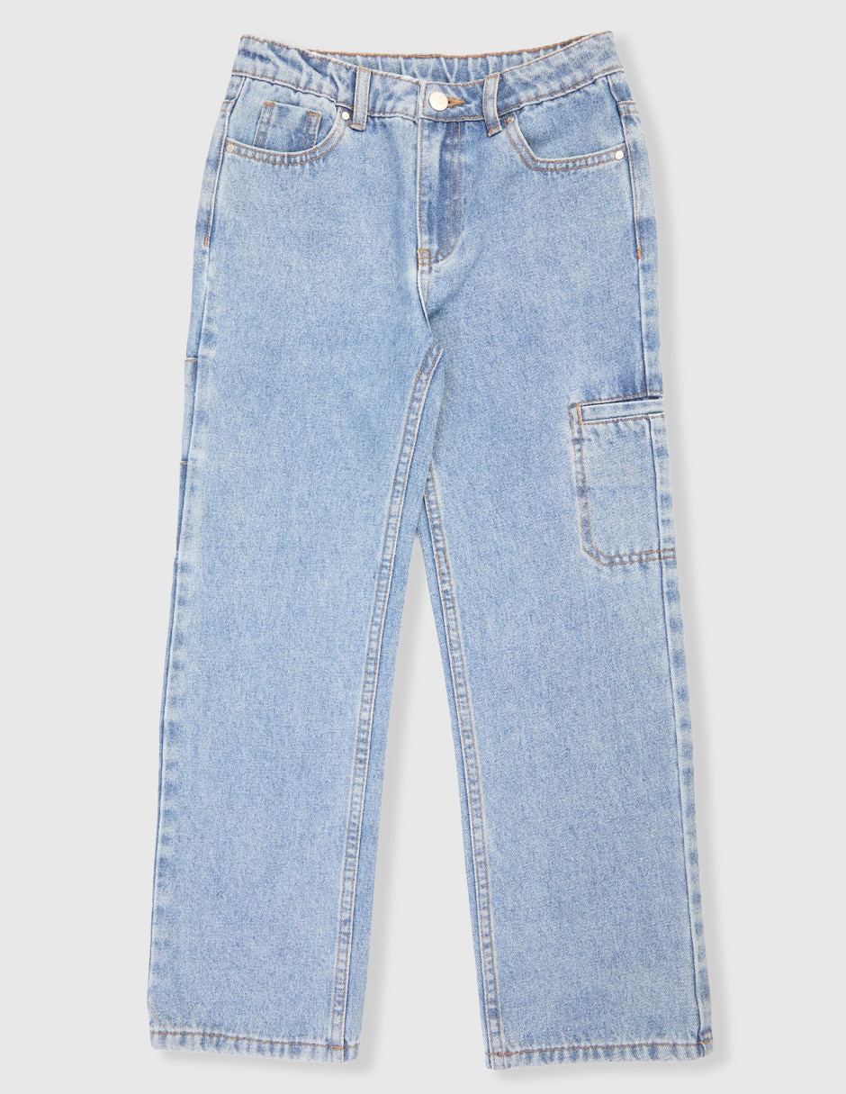Jeans straight lavado desgastado para niño 1