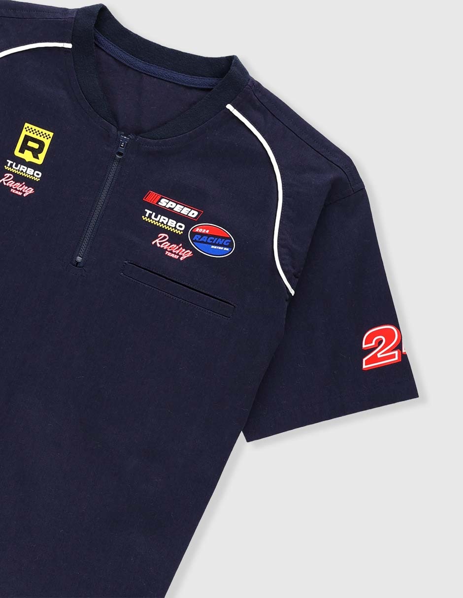 Playera tipo polo Racing team de algodón para niño 3