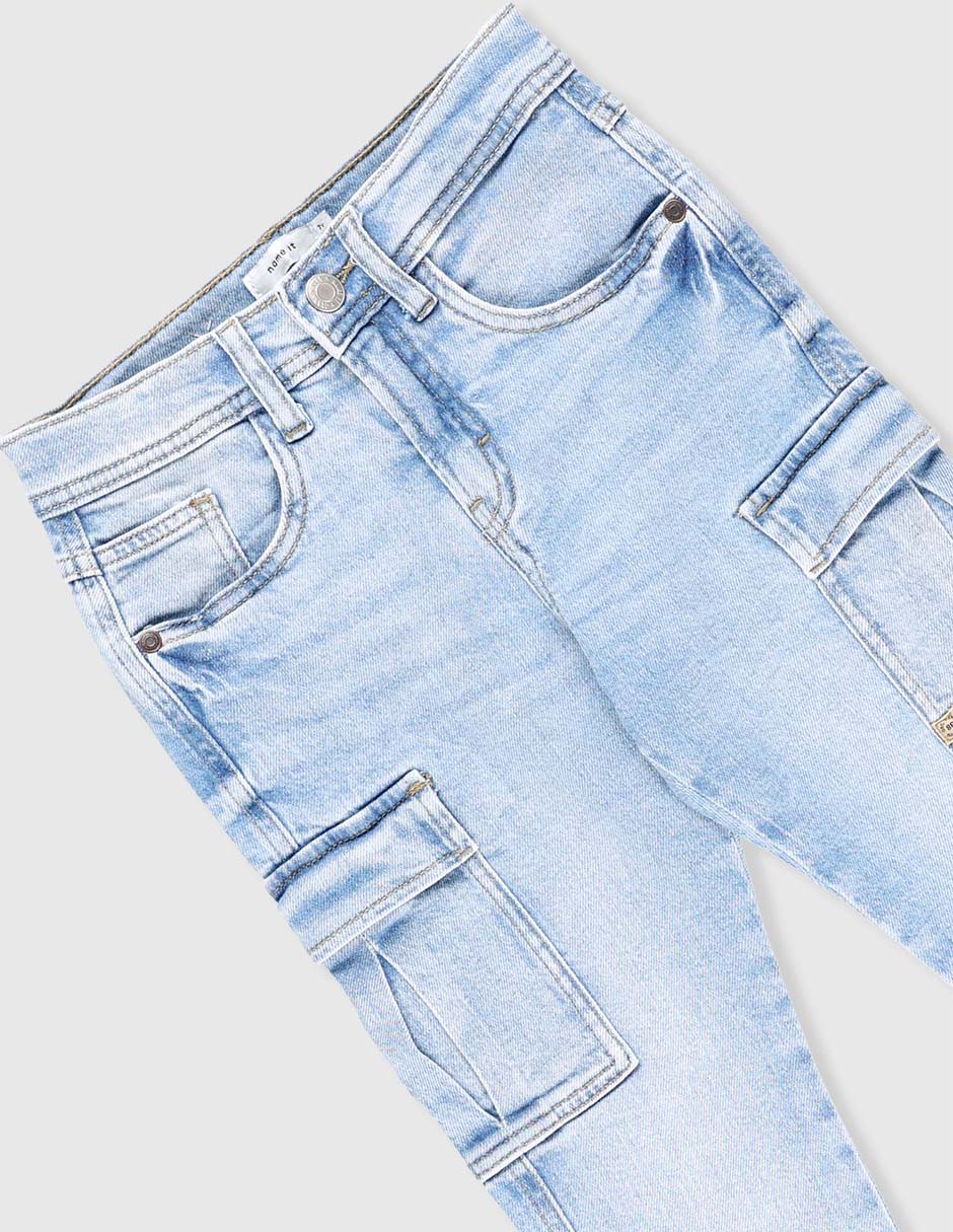 Jeans cargo straight lavado claro para niño 3