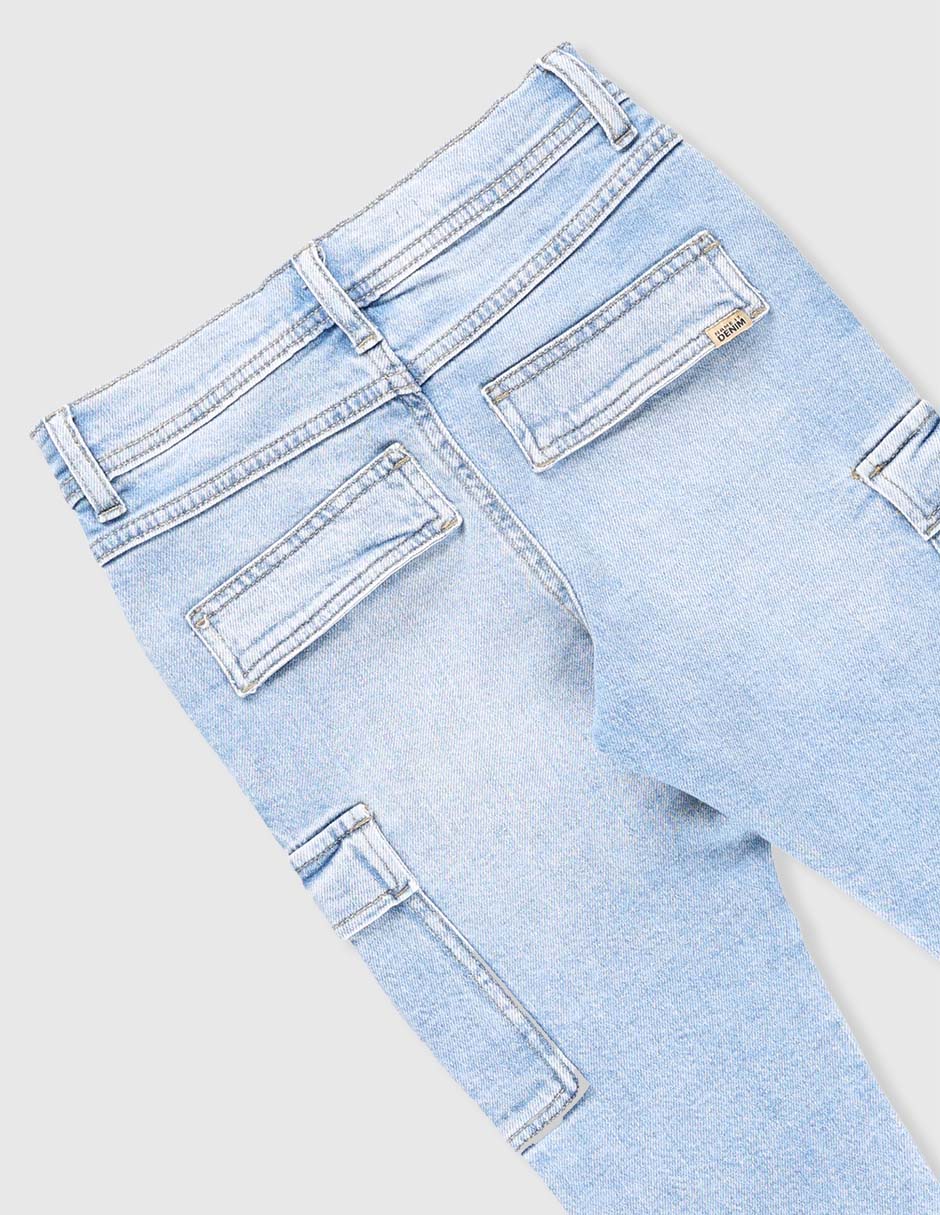 Jeans cargo straight lavado claro para niño 4