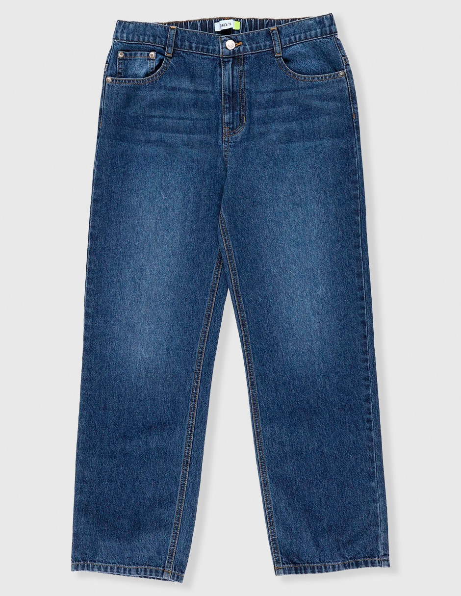 Jeans straight lavado stone wash para niño