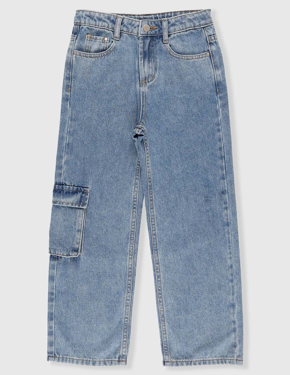 Jeans cargo straight lavado claro para niño Jeans cargo straight lavado claro para niño