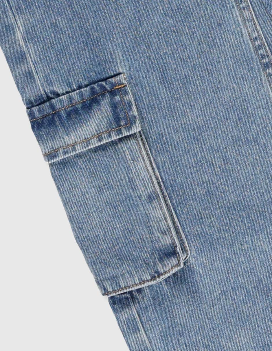Jeans cargo straight lavado claro para niño 4