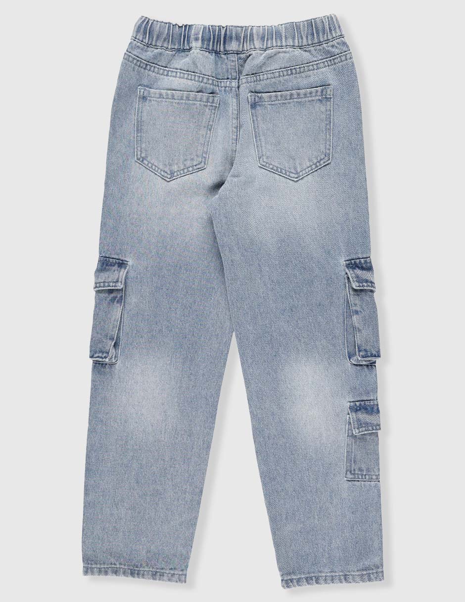 Jeans cargo amplio lavado claro para niño 2