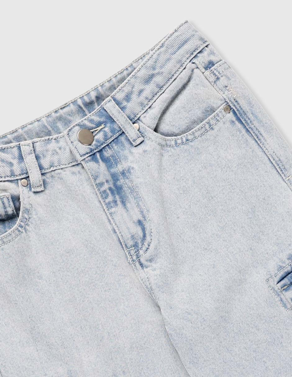 Jeans cargo amplio lavado claro para niño 3