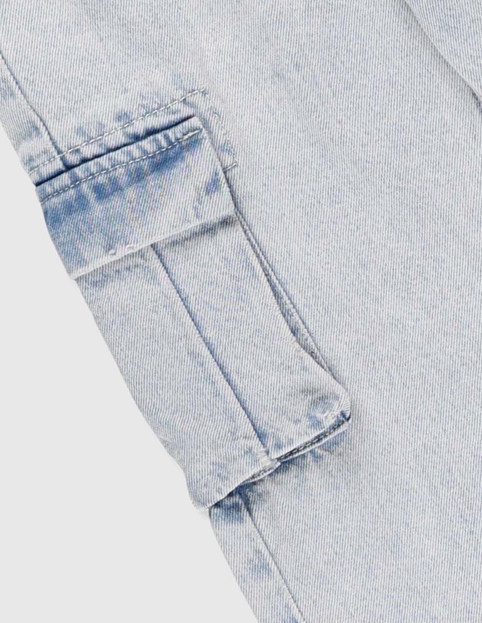Jeans cargo amplio lavado claro para niño 4