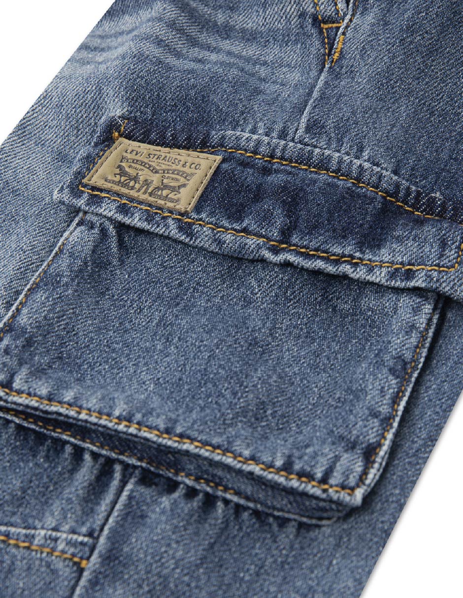 Jeans cargo straight lavado medio para niño 4