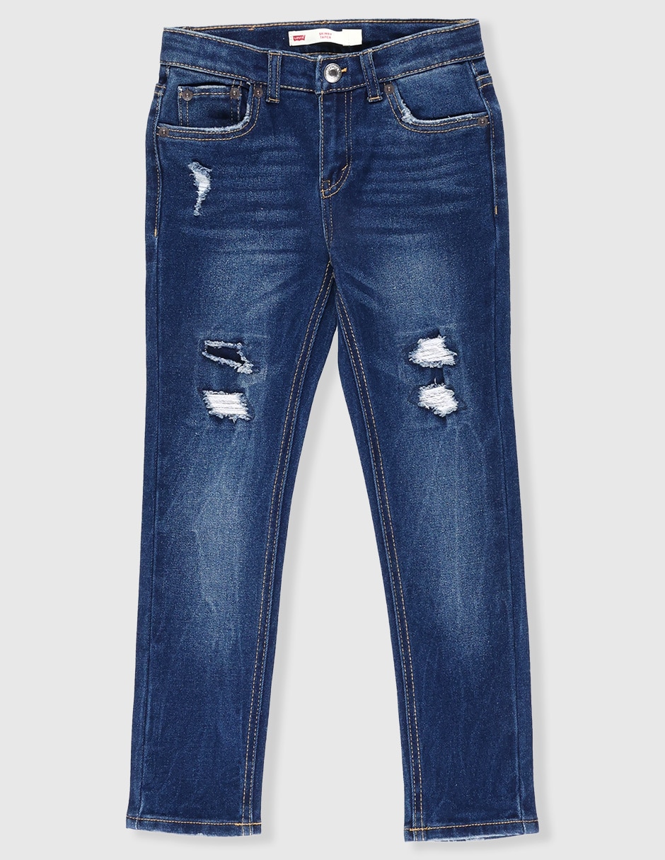 Jeans skinny lavado destruido para niño