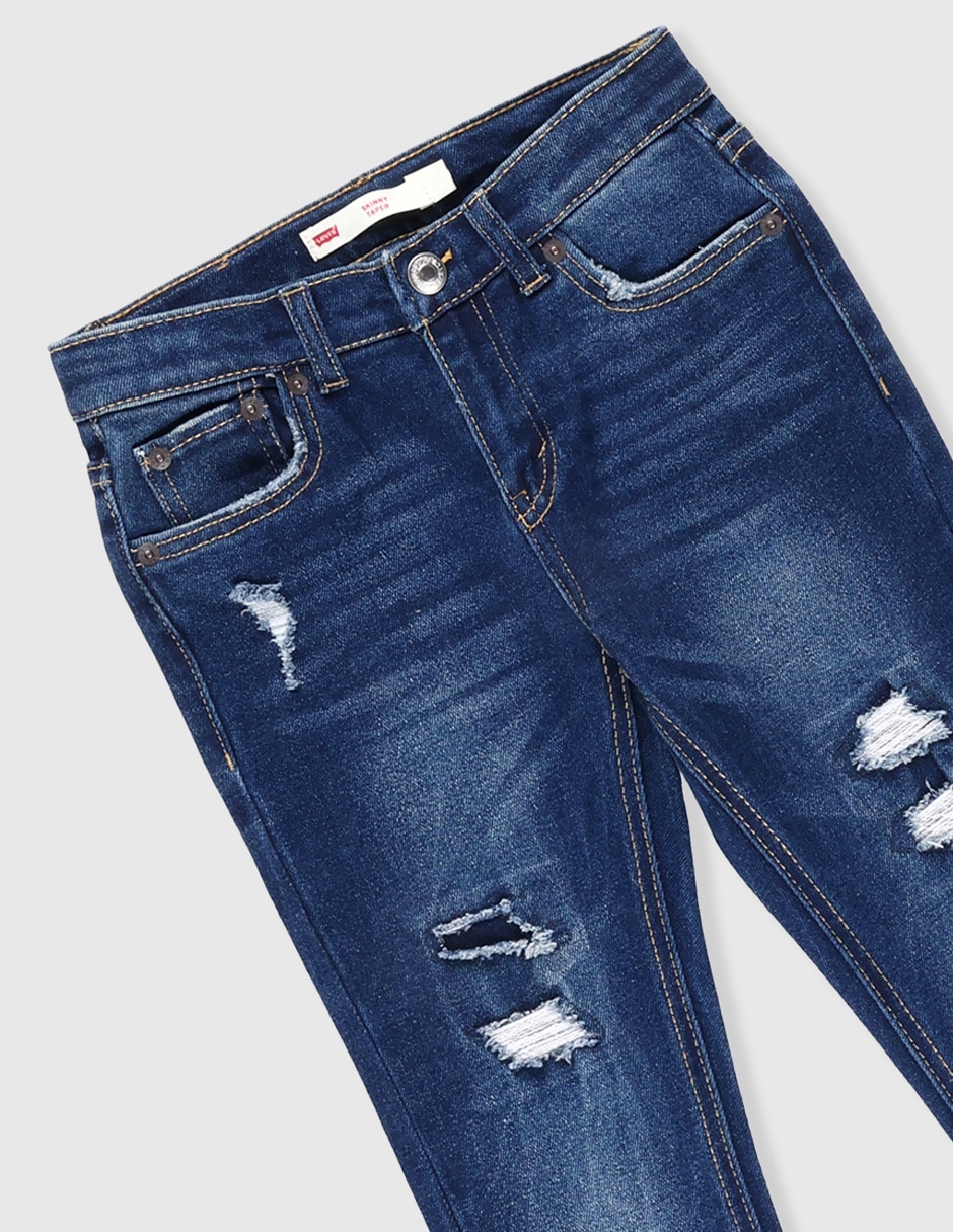 Jeans skinny lavado destruido para niño 4